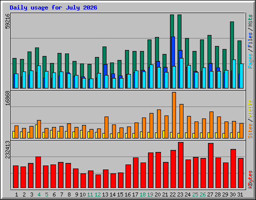 Daily usage for July 2026